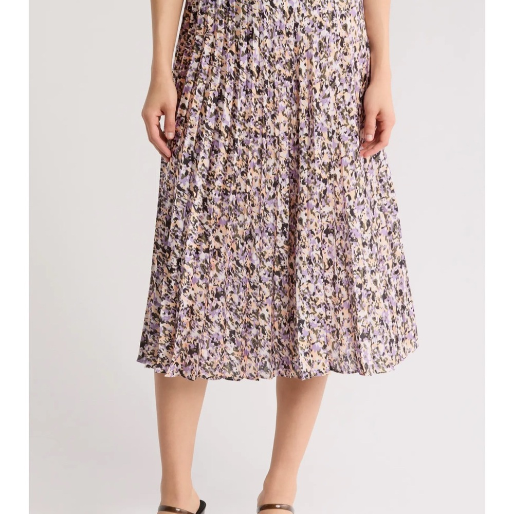 Hugo Boss floral print Pleated A-Line Midi Skirt